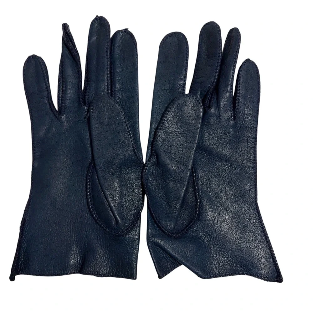 Vintage Genuine Deerskin Gloves Womens Size 7 Blue Unlined Very Soft